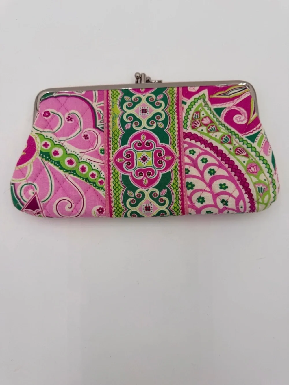 Vera Bradley Pinwheel Pink Double Kiss Lock Clutch Wallet Retired - Picture 2 of 10